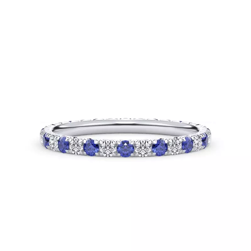 Platinum Sapphire and Diamond Pavé Eternity Band