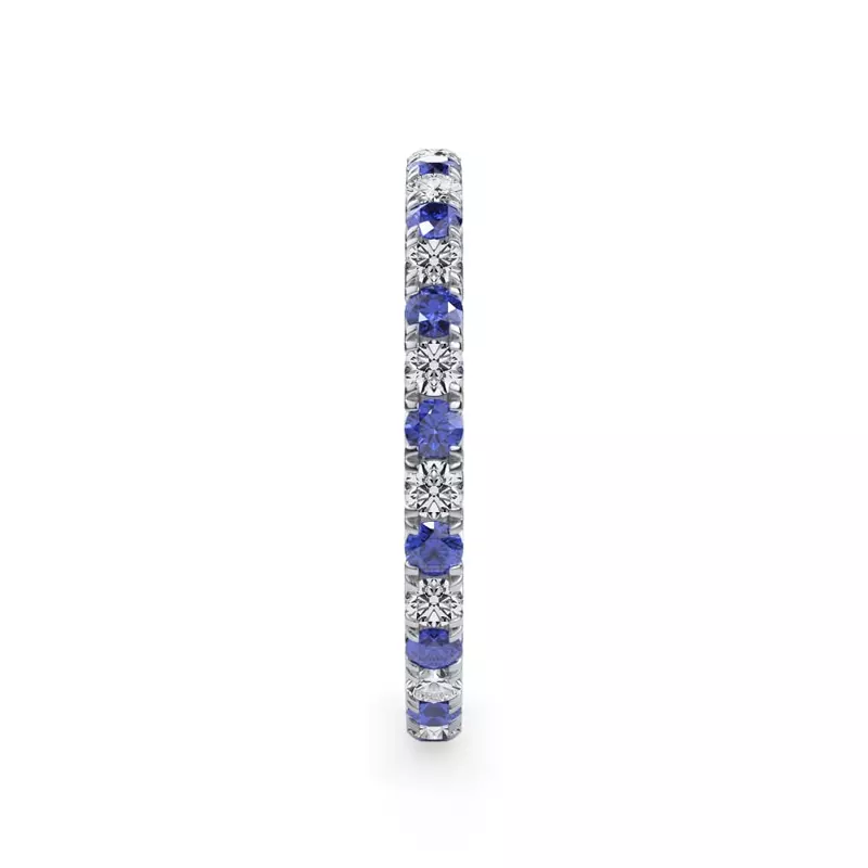 Platinum Sapphire and Diamond Pavé Eternity Band