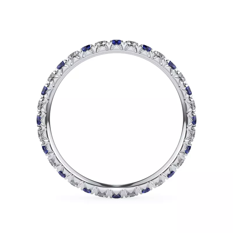 Platinum Sapphire and Diamond Pavé Eternity Band