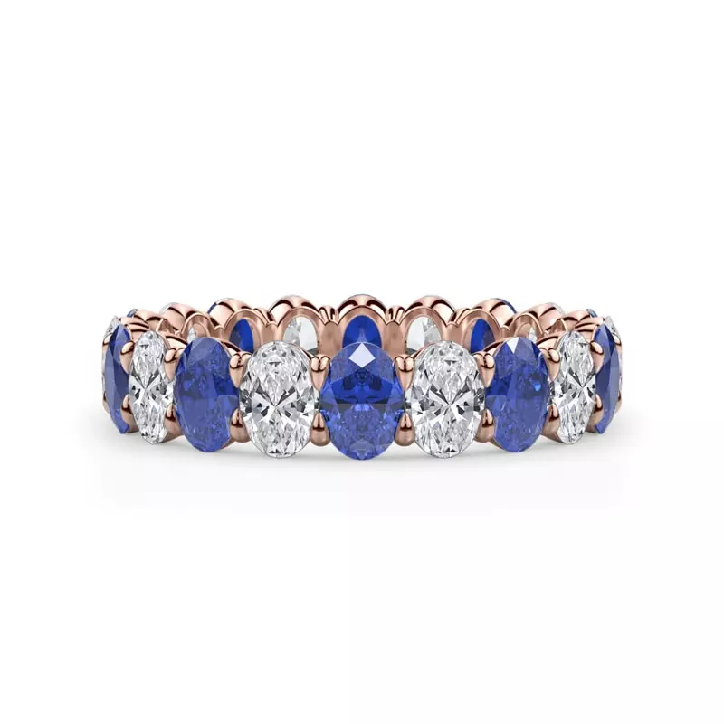 Classic Oval Sapphire and Diamond Eternity Ring