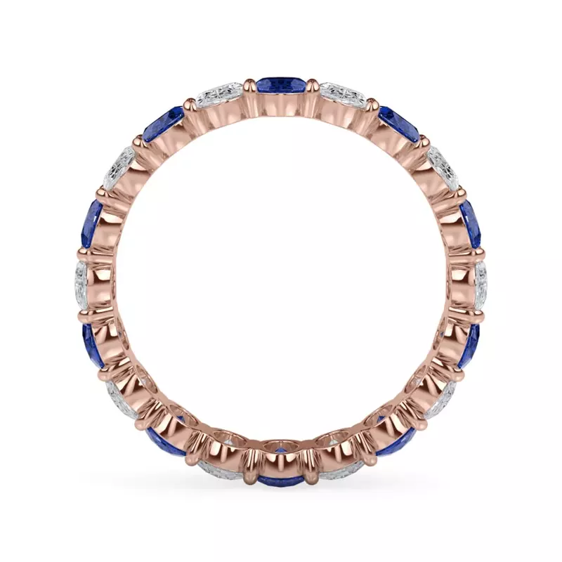 18K Rose Gold Classic Oval Sapphire and Diamond Eternity Ring