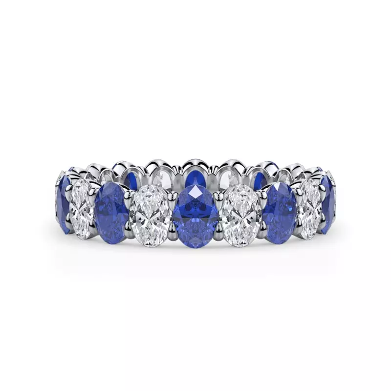 Classic Oval Sapphire and Diamond Eternity Ring