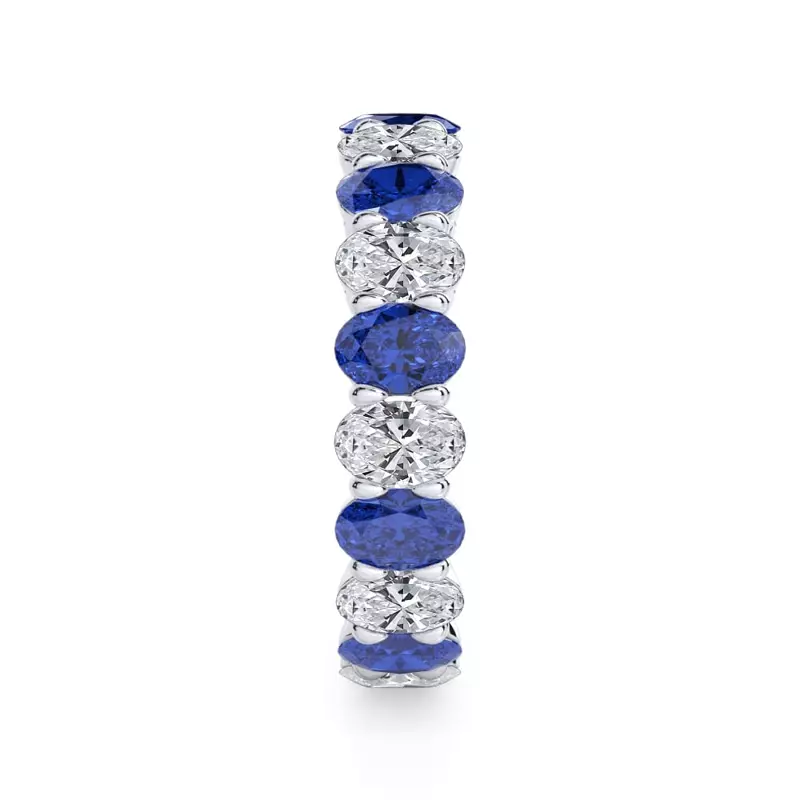 18K White Gold Classic Oval Sapphire and Diamond Eternity Ring