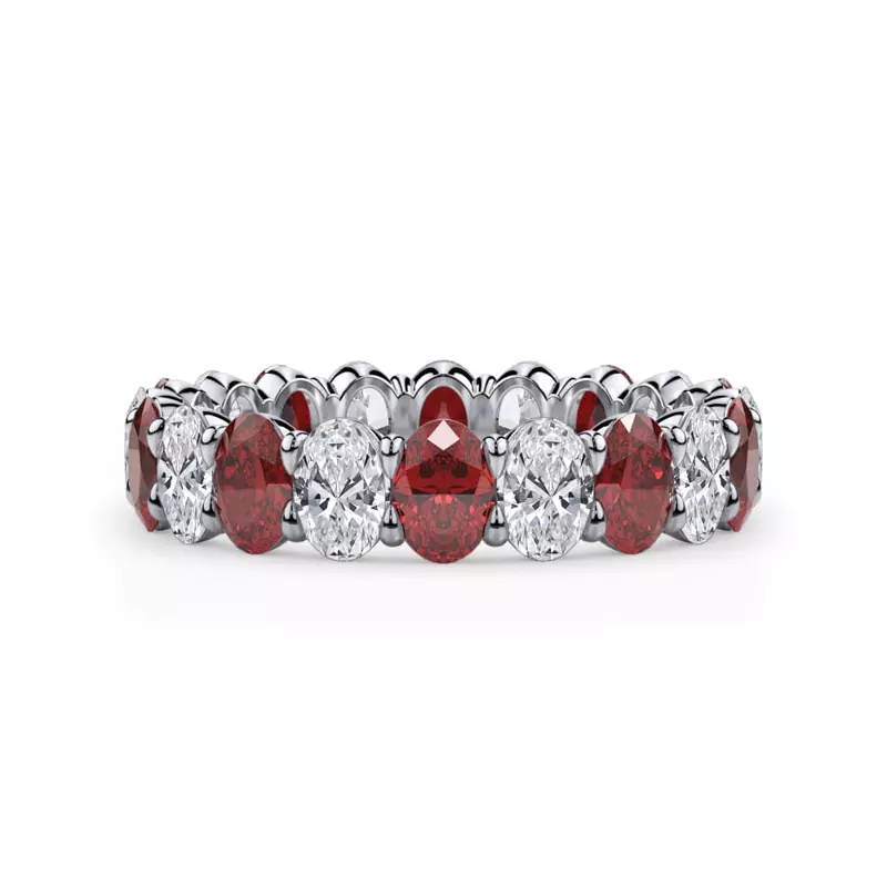 Classic Oval Ruby and Diamond Eternity Ring