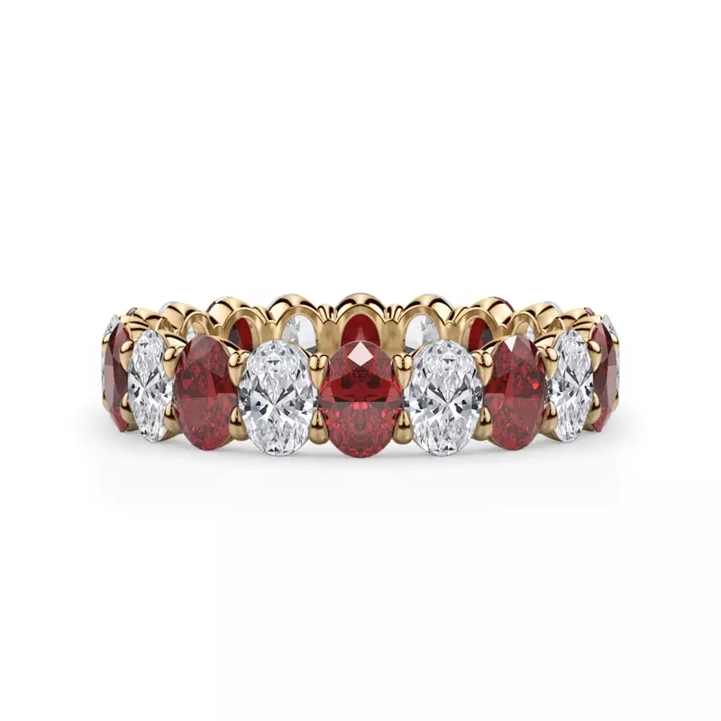 Classic Oval Ruby and Lab Diamond Eternity Ring