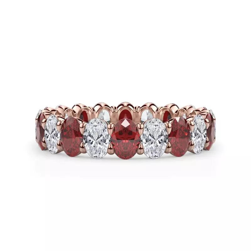 Classic Oval Ruby and Diamond Eternity Ring