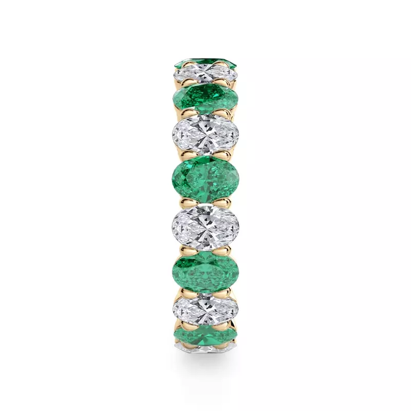 Classic Oval EmeraId and Diamond Eternity Ring