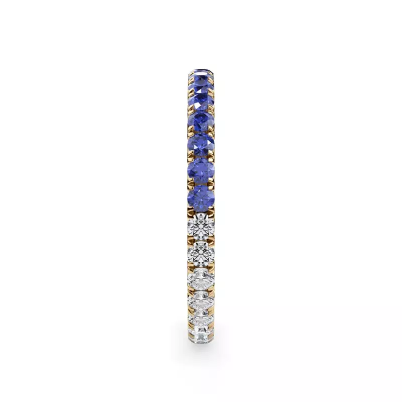 14K Yellow Gold Dual Harmony Sapphire and Diamond Eternity Band