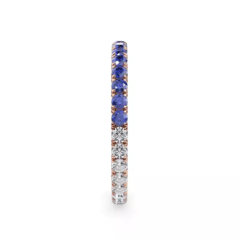 18K Rose Gold Dual Harmony Sapphire and Diamond Eternity Band