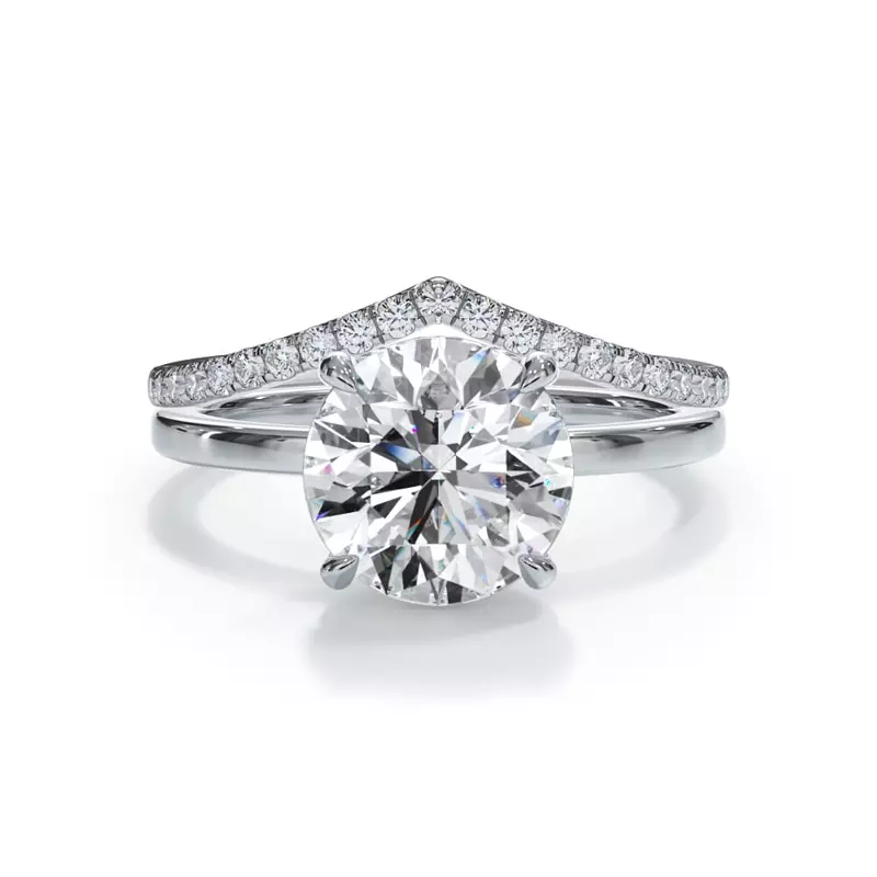 14K White Gold Bellora Chevron Pavé Band