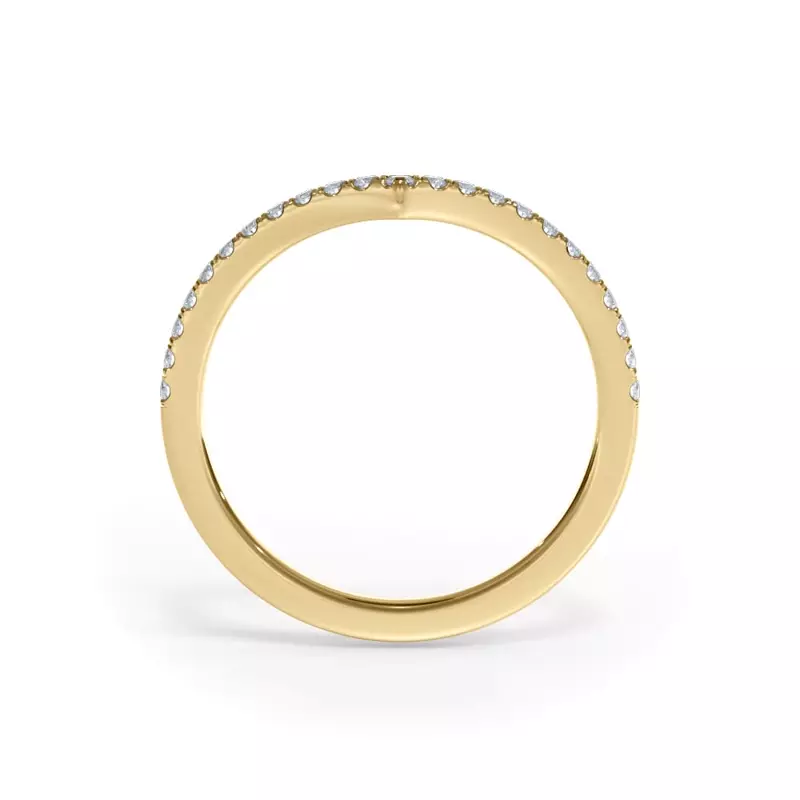 14K Yellow Gold Bellora Chevron Pavé Band