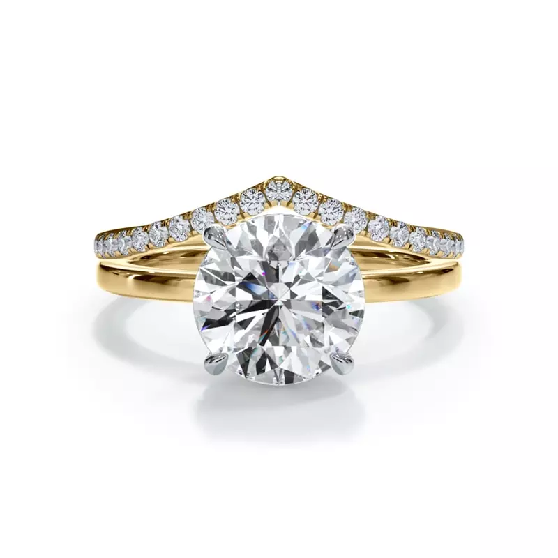 14K Yellow Gold Bellora Chevron Pavé Band