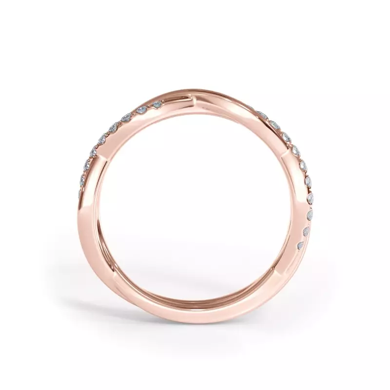 14K Rose Gold Bellora Pavé Twist Diamond Band