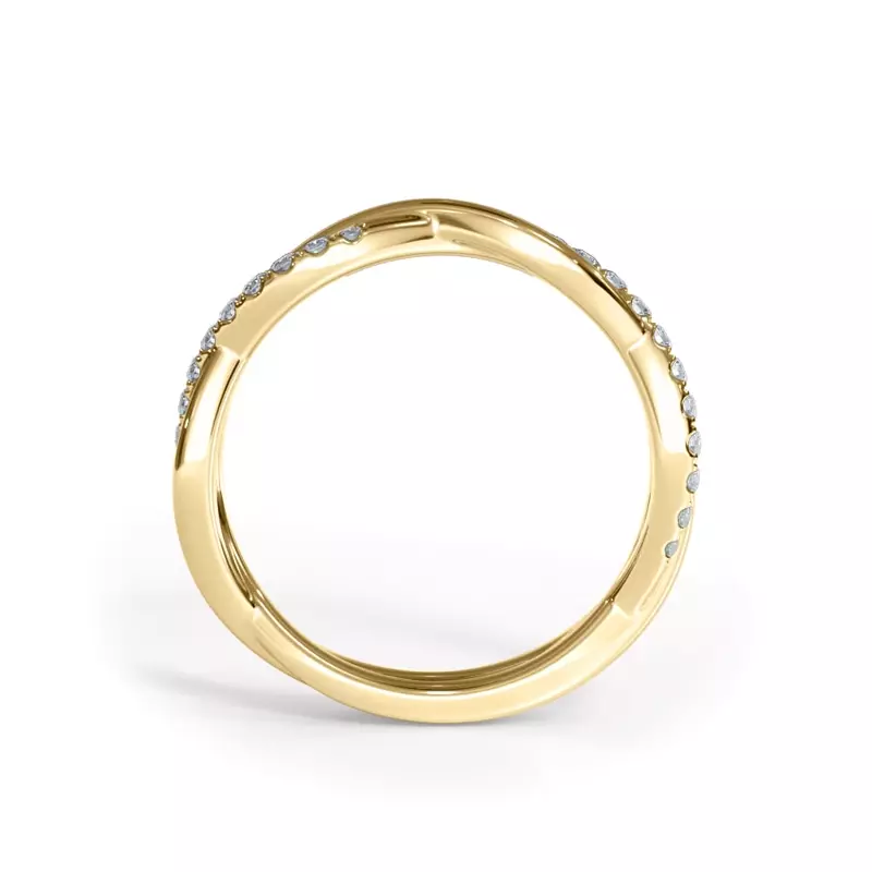 14K Yellow Gold Bellora Pavé Twist Diamond Band