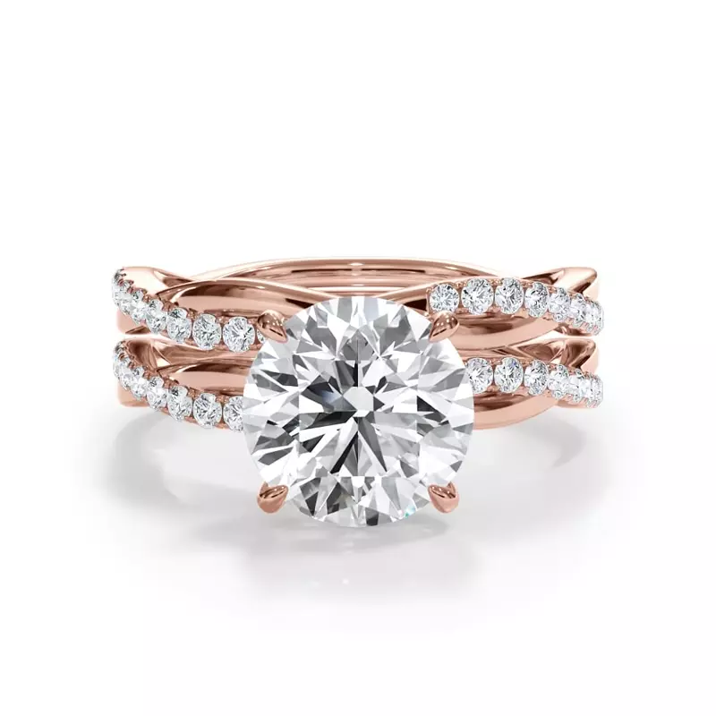 18K Rose Gold Bellora Pavé Twist Diamond Band