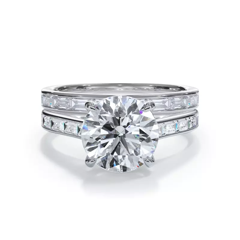 14K White Gold Bellora Channel-Set Lab Baguette Band