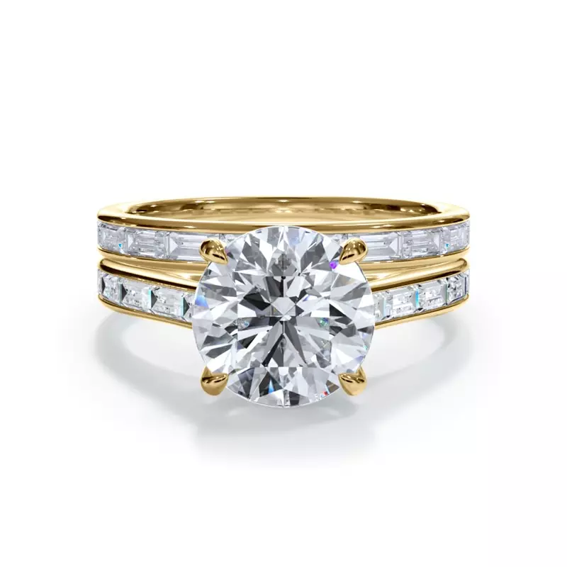 14K Yellow Gold Bellora Channel-Set Lab Baguette Band