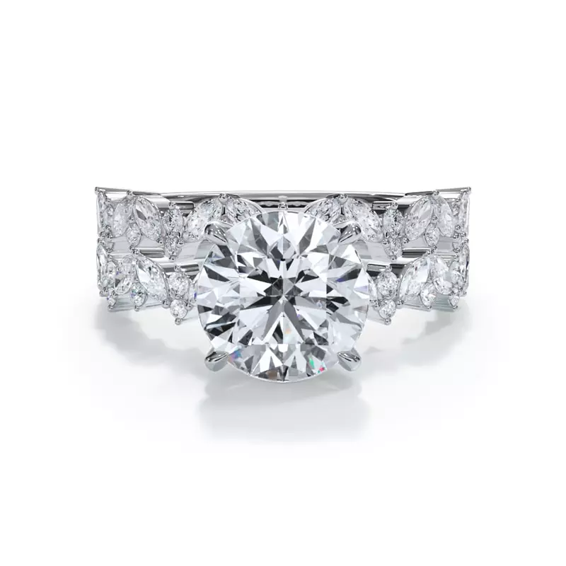 14K White Gold Bellora Marquise and Round Diamond Band