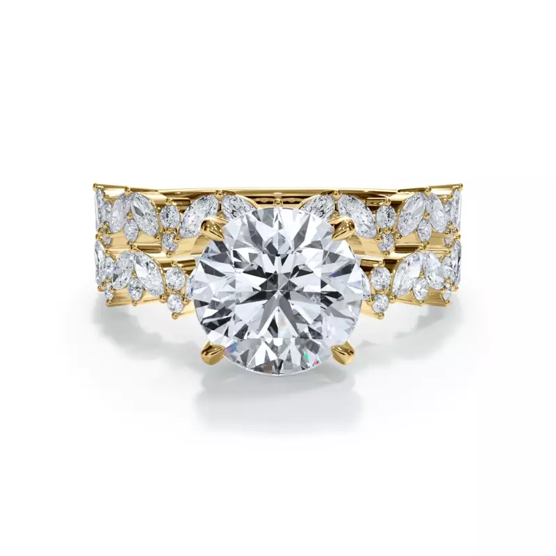 14K Yellow Gold Bellora Marquise and Round Diamond Band