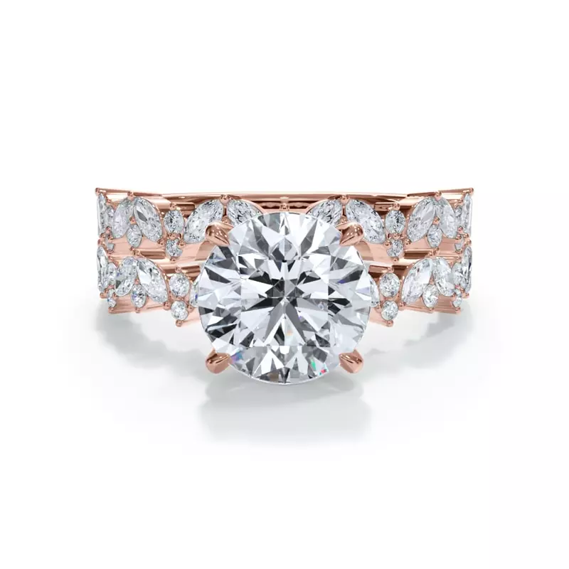18K Rose Gold Bellora Marquise and Round Diamond Band