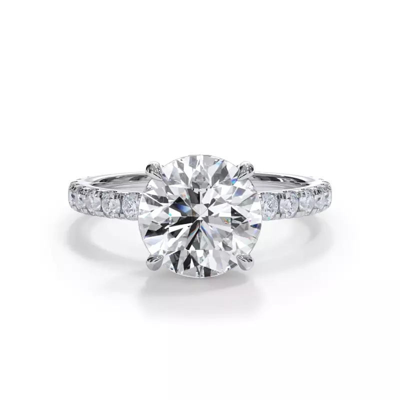 14K White Gold Bellora Pavé Hidden Halo Lab Engagement Ring (2mm)