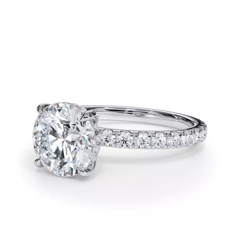 14K White Gold Bellora Pavé Hidden Halo Lab Engagement Ring (2mm)