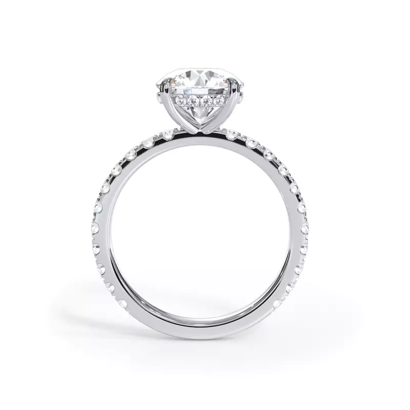 14K White Gold Bellora Pavé Hidden Halo Lab Engagement Ring (2mm)