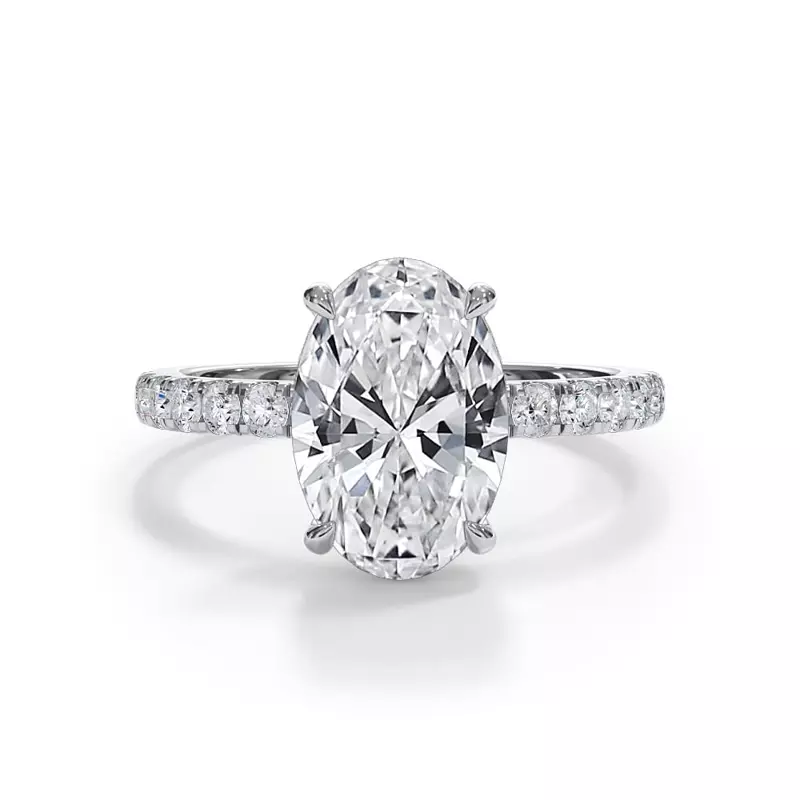 14K White Gold Bellora Pavé Hidden Halo Lab Engagement Ring (2mm)