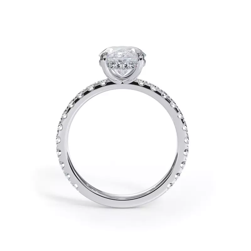 14K White Gold Bellora Pavé Hidden Halo Lab Engagement Ring (2mm)