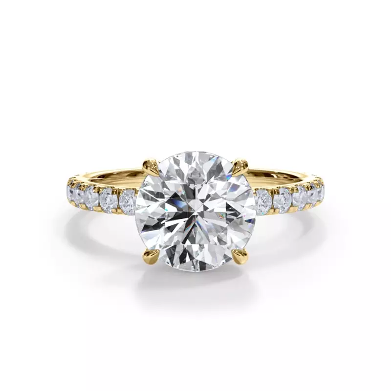 14K Yellow Gold Bellora Pavé Hidden Halo Lab Engagement Ring (2mm)