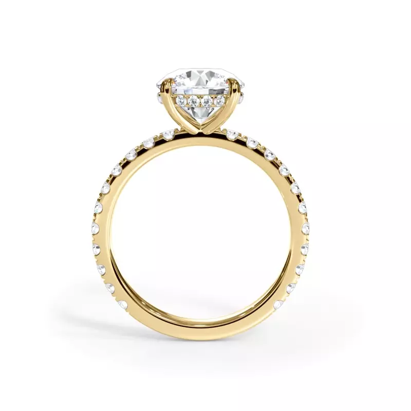 14K Yellow Gold Bellora Pavé Hidden Halo Lab Engagement Ring (2mm)