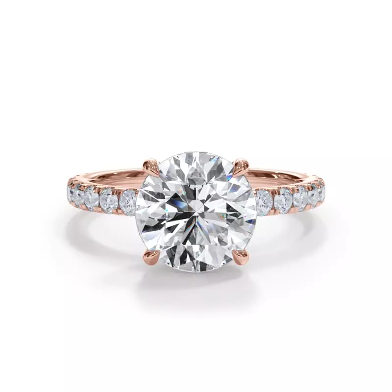 18K Rose Gold Bellora Pavé Hidden Halo Lab Engagement Ring (2mm)