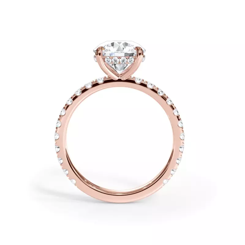 18K Rose Gold Bellora Pavé Hidden Halo Lab Engagement Ring (2mm)