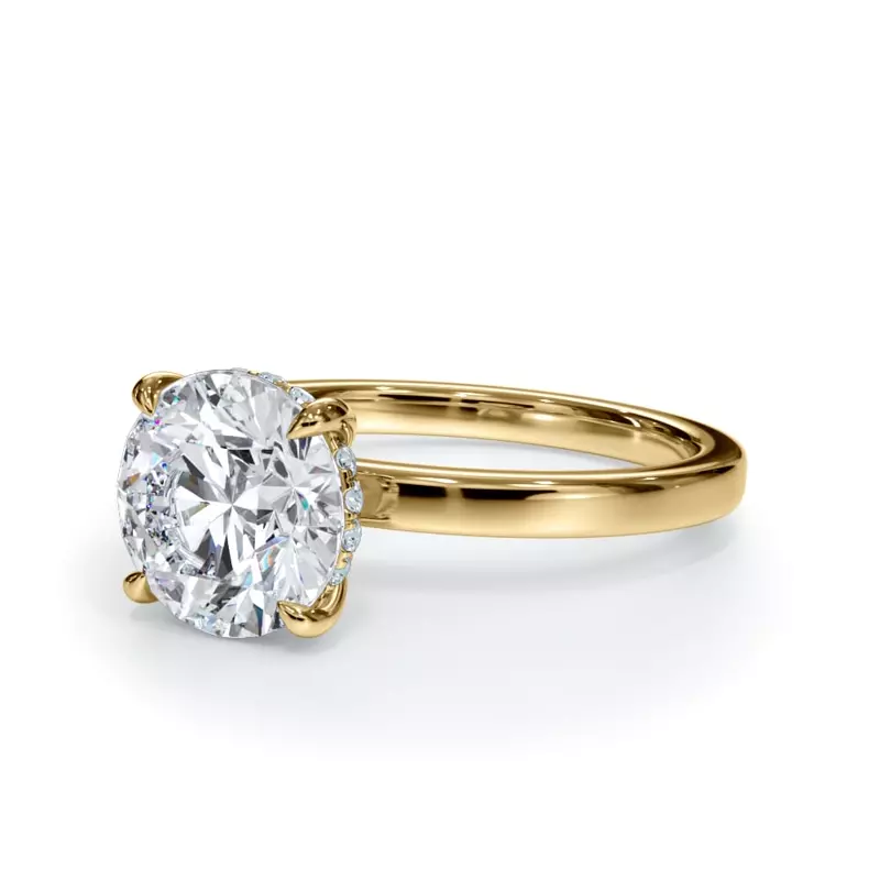18K Yellow Gold Bellora Hidden Halo Lab Engagement Ring (2mm)