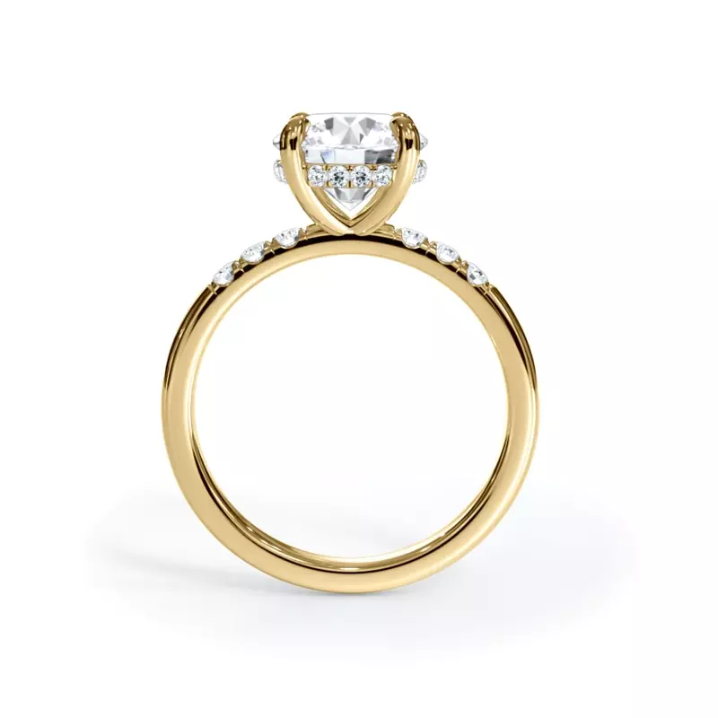 14K Yellow Gold Bellora Trio Pavé Hidden Halo Engagement Ring (2mm)