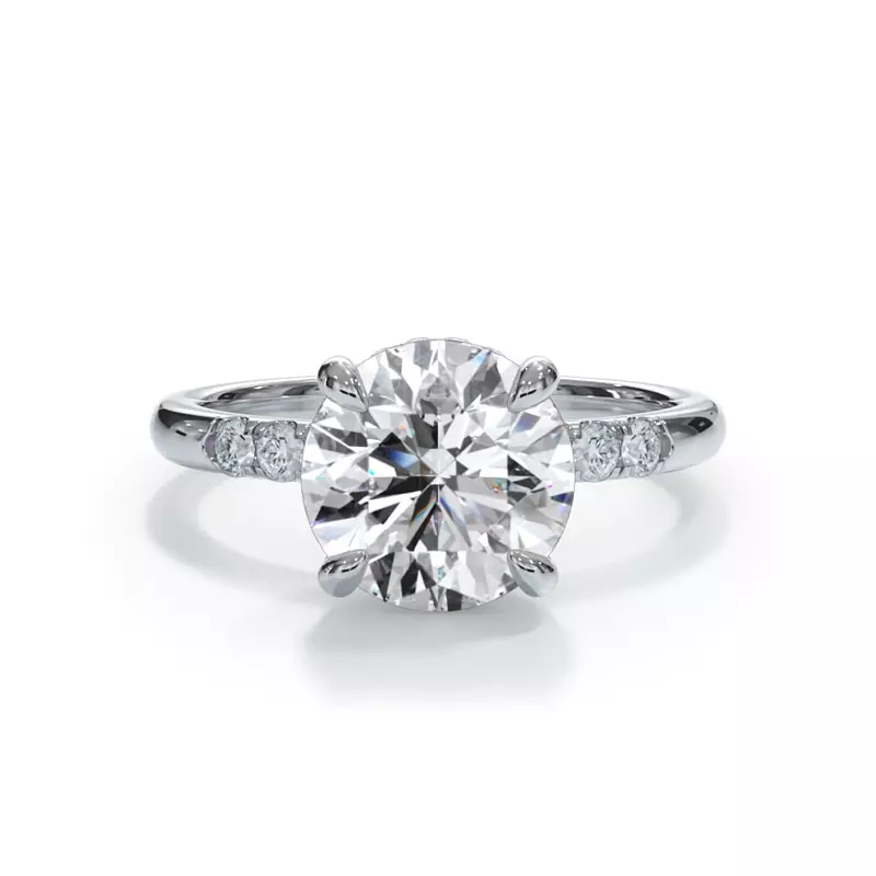 Platinum Bellora Trio Pavé Hidden Halo Engagement Ring (2mm)