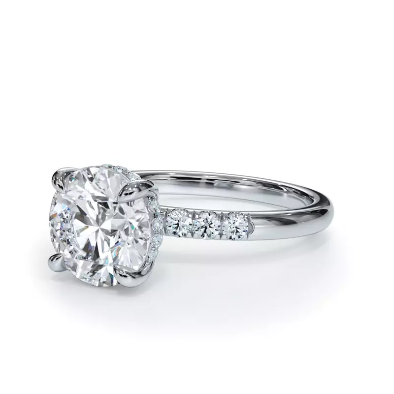 Platinum Bellora Trio Pavé Hidden Halo Engagement Ring (2mm)