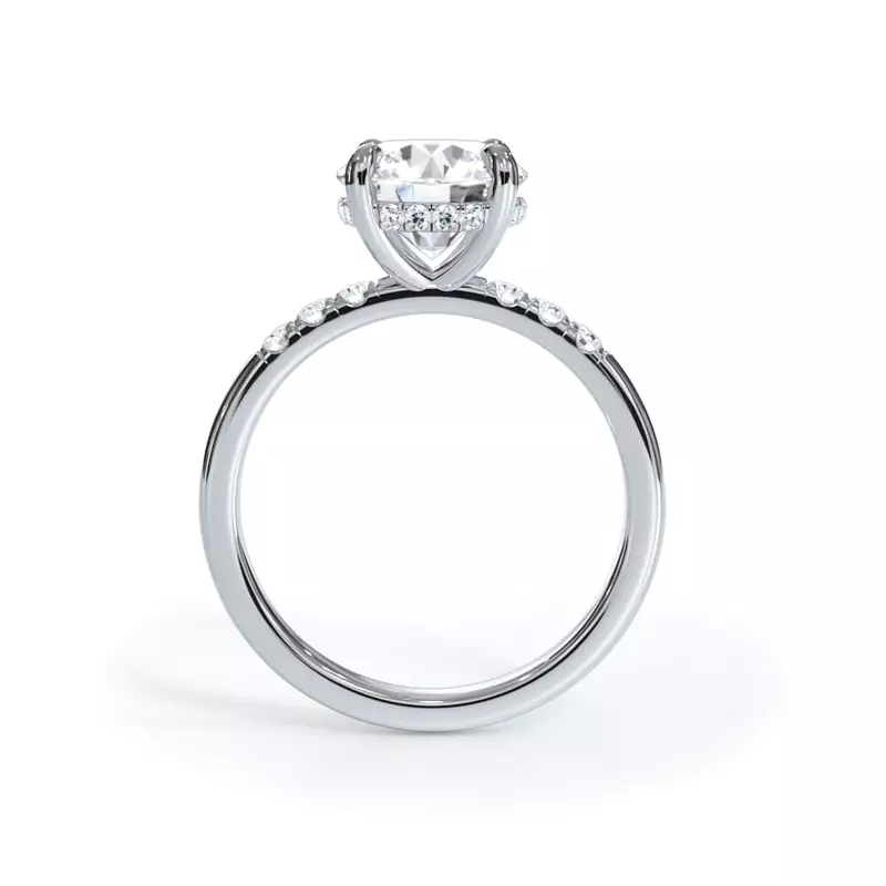 Platinum Bellora Trio Pavé Hidden Halo Engagement Ring (2mm)