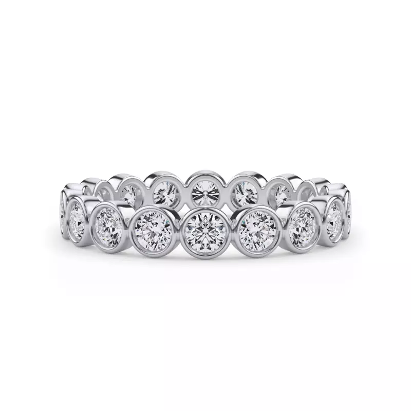 18K White Gold Bezel Set Round Diamond Eternity Ring (1.00ct. tw.)