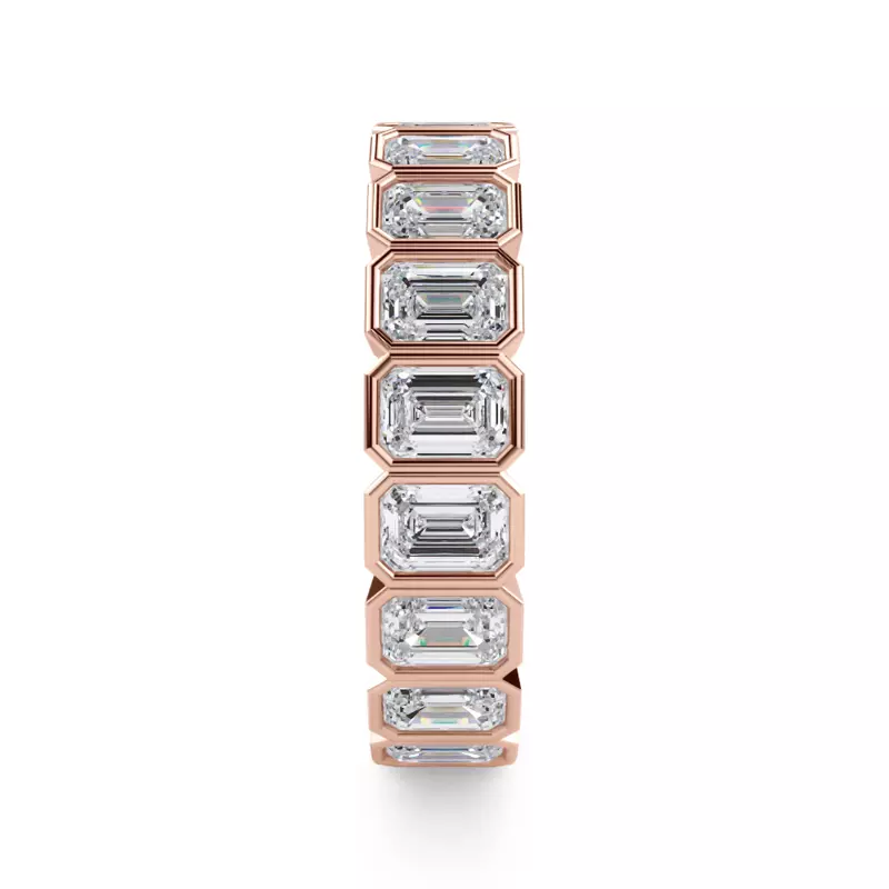 18K Rose Gold Emerald-Cut Bezel Lab Diamond Eternity Ring (2.85ct. tw.)