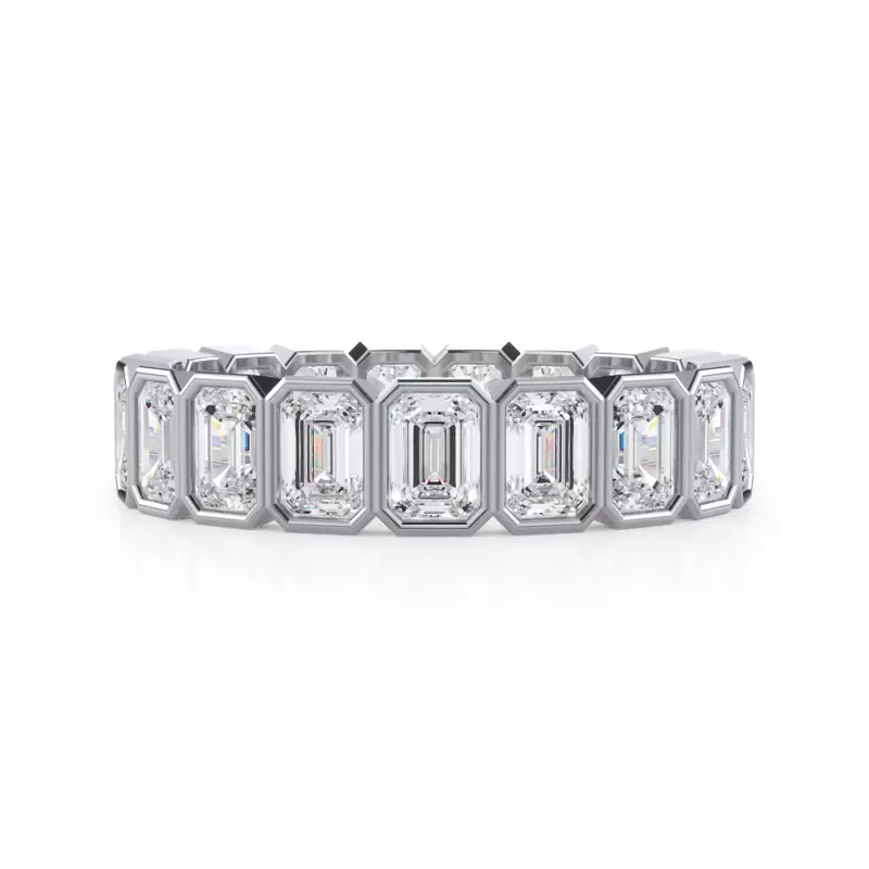 Platinum Emerald-Cut Bezel Diamond Eternity Ring (2.85ct. tw.)