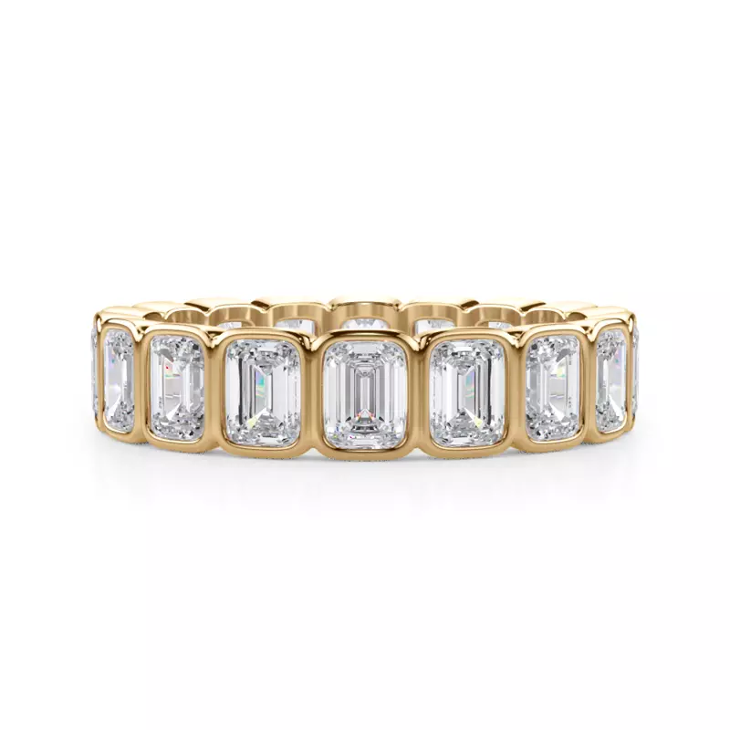 14K Yellow Gold Emerald-Cut Rounded Bezel Lab Diamond Eternity Ring (3.00ct. tw.)