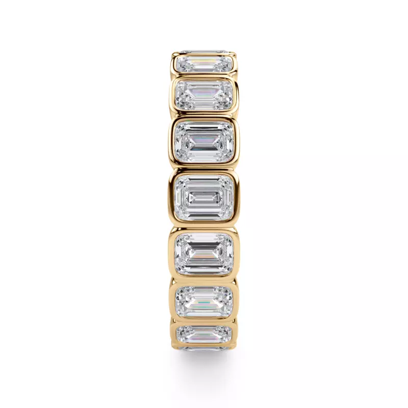 14K Yellow Gold Emerald-Cut Rounded Bezel Lab Diamond Eternity Ring (3.00ct. tw.)