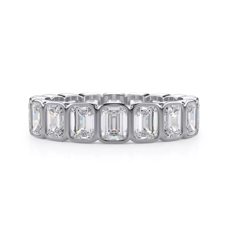 Platinum Emerald-Cut Rounded Bezel Lab Diamond Eternity Ring (3.00ct. tw.)