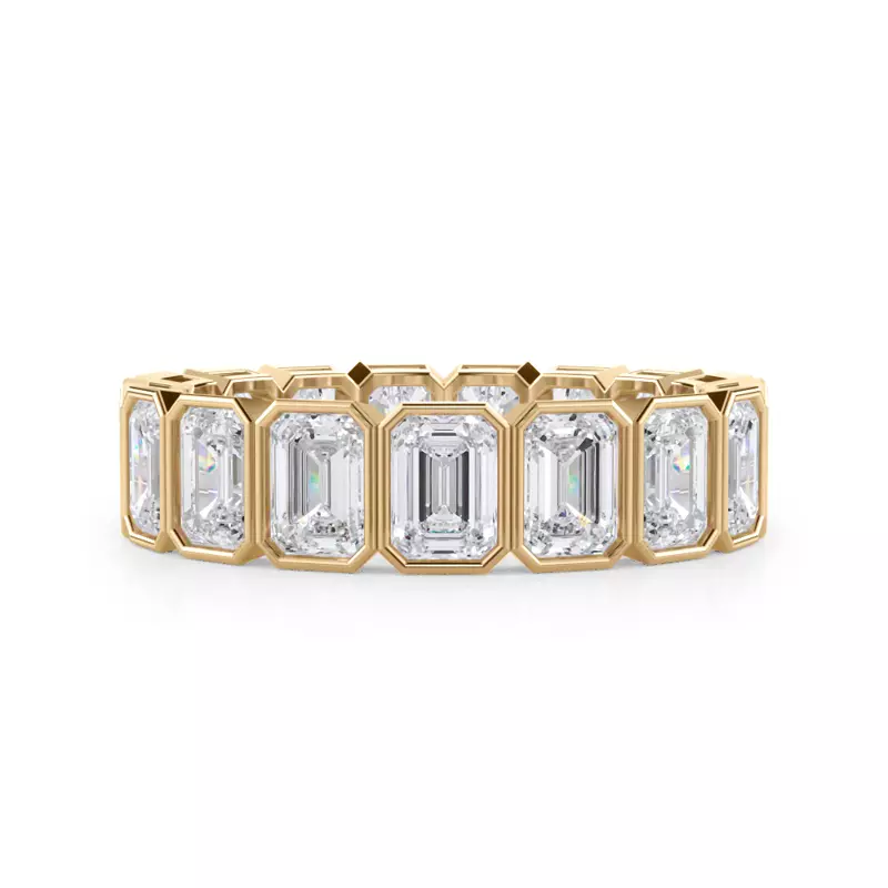 14K Yellow Gold Emerald-Cut Bezel Lab Diamond Eternity Ring (4.00ct. tw.)