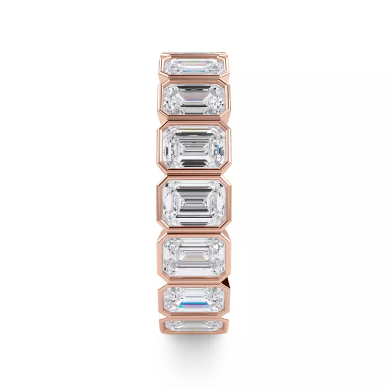 18K Rose Gold Emerald-Cut Bezel Lab Diamond Eternity Ring (4.00ct. tw.)