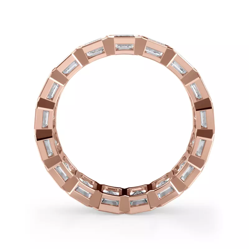 18K Rose Gold Emerald-Cut Bezel Lab Diamond Eternity Ring (4.00ct. tw.)