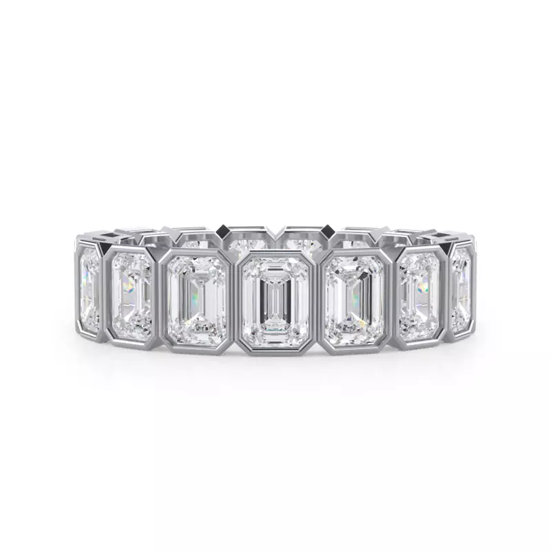 18K White Gold Emerald-Cut Bezel Lab Diamond Eternity Ring (4.00ct. tw.)