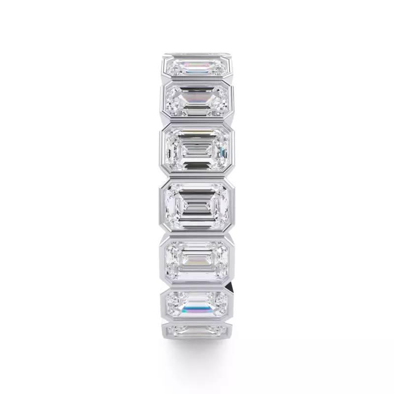 18K White Gold Emerald-Cut Bezel Lab Diamond Eternity Ring (4.00ct. tw.)