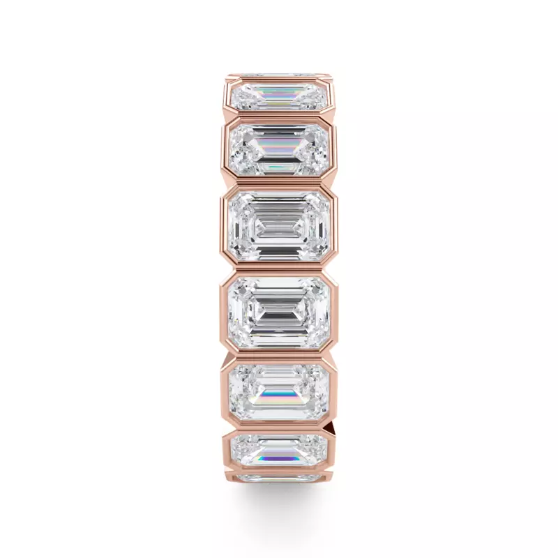 14K Rose Gold Emerald-Cut Bezel Lab Diamond Eternity Ring (5.00ct. tw.)